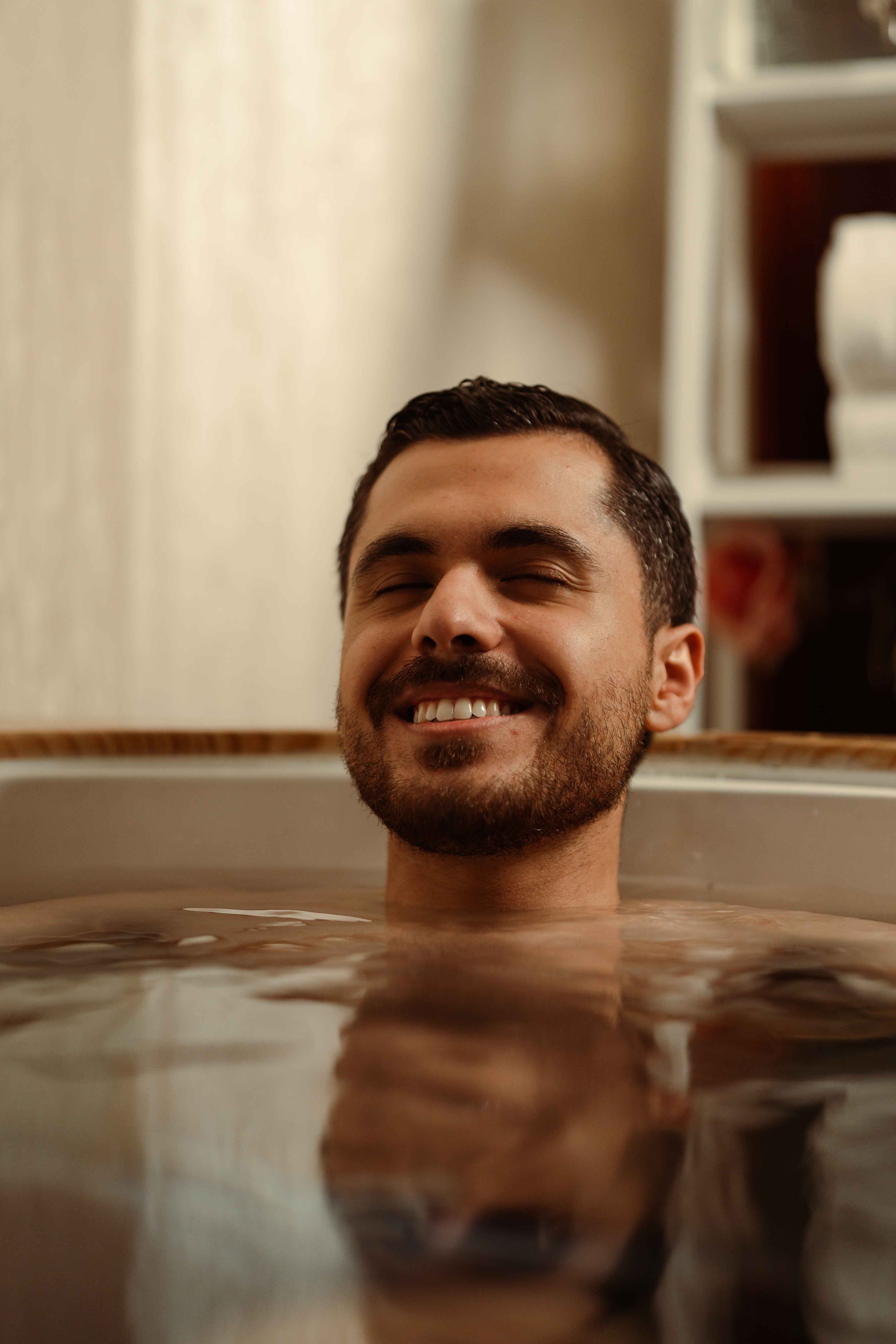 Woman in cold plunge